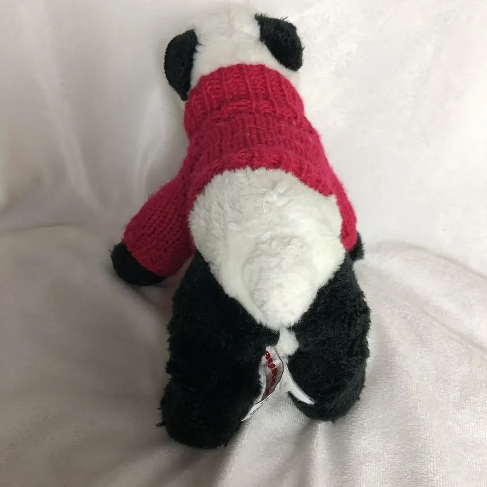 Aurora World Red Sweater Soccer Ball‎ Embroidered Panda Plush Stuffed Animal 11